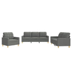 vidaXL 3-Piece Sofa Set in Dark Gray - Modern Design Fabric Seating with Cushions for Comfort and Style in Living Room Space