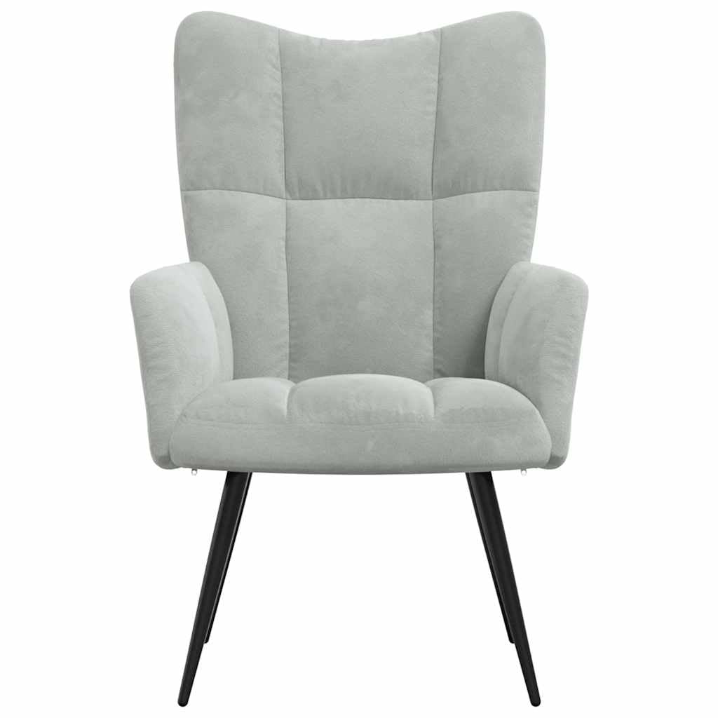 vidaXL Chic and Elegant Relaxing Chair - Soft Velvet Upholstery in Light Gray - Steel Framed Armchair for Living Room, Bedroom, Lounge Area