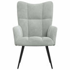 vidaXL Chic and Elegant Relaxing Chair - Soft Velvet Upholstery in Light Gray - Steel Framed Armchair for Living Room, Bedroom, Lounge Area