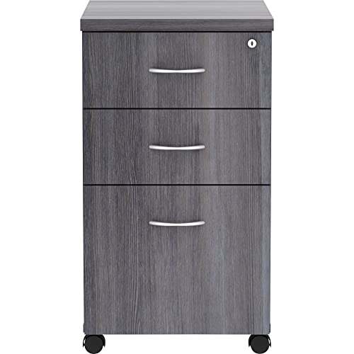 Lorell Weathered Charcoal Laminate Desking Pedestal - 3-Drawer
