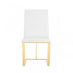 HomeRoots Faux Leather, Stainless Steel White Gold Contemporary Dining Chair