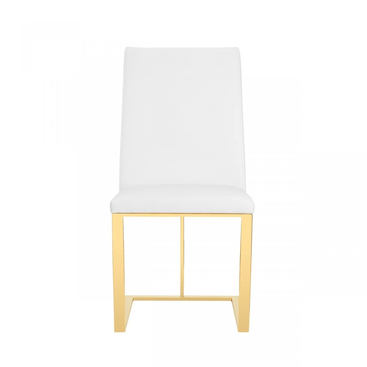 HomeRoots Faux Leather, Stainless Steel White Gold Contemporary Dining Chair