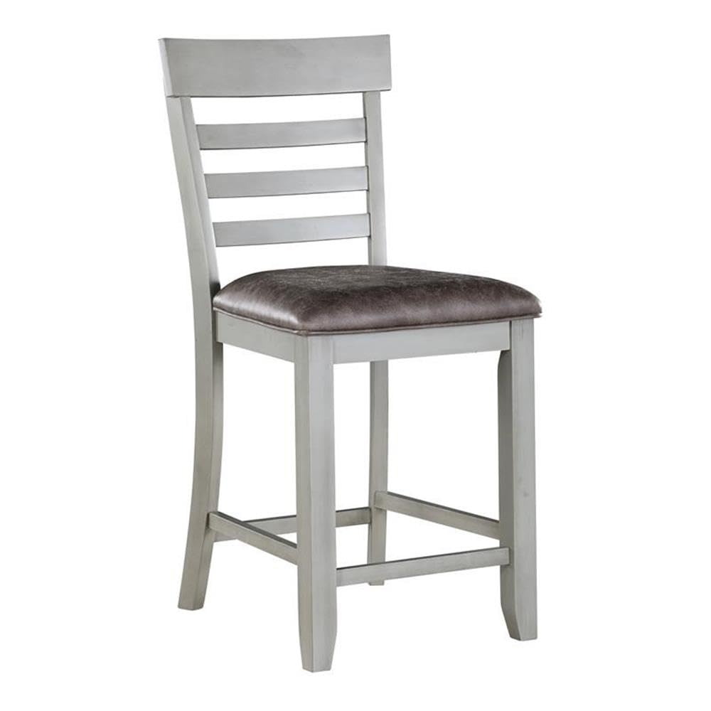 Steve Silver Co Hyland Counter Chair, Upholstered Vegan Leather, 24-Inch Seat Height, Dining Room, Kitchen, 19.5"x22.5"x42", Grey