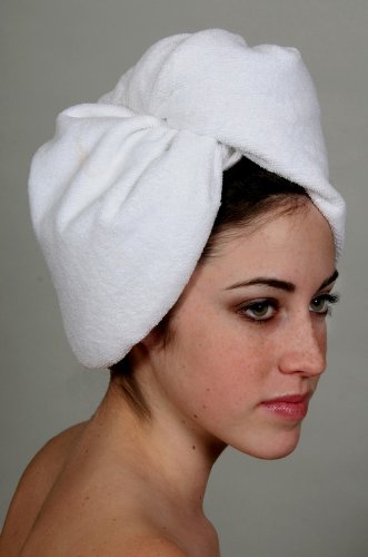Eurow Microfiber Hair Towel Turban Wrap - White - 1 Pack
