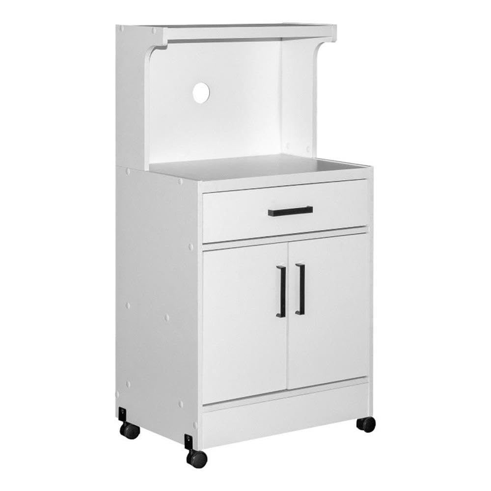 Better Home Products Shelby Kitchen Wooden Microwave Cart in White