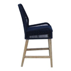 Coaster Nakia 25.5" Woven Rope & Wood Counter Stools in Dark Navy