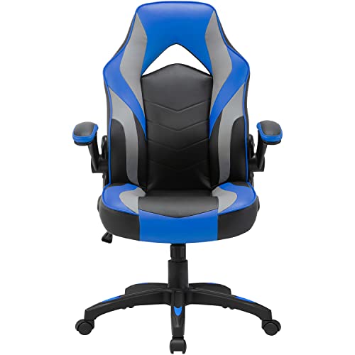 Lorell High-Back Gaming Chair, Blue and Black