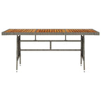 vidaXL Patio Table, Outdoor Dining Table, Solid Acacia Wood Top, Robust Steel Frame, PE Rattan Construction, Weather-Resistant, Gray, Rectangular (63" x 27.6" x 28.3")