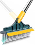 Rylan Stainless Steel Tile Cleaner Brush with Long Handle, Multicolor