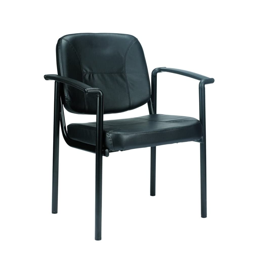 HomeRoots 26' x 18.5' x 32.7' Black Vinyl Guest Chair