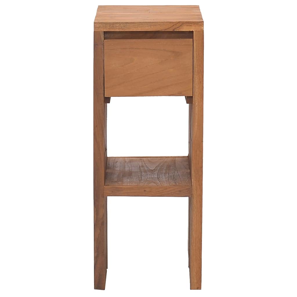 vidaXL Solid Teak Wood Bedside Cabinet - Colonial Style Nightstand with Drawer and Shelf - Compact Bedroom Furniture 7.9&quot;x13.8&quot;x19.7&quot;