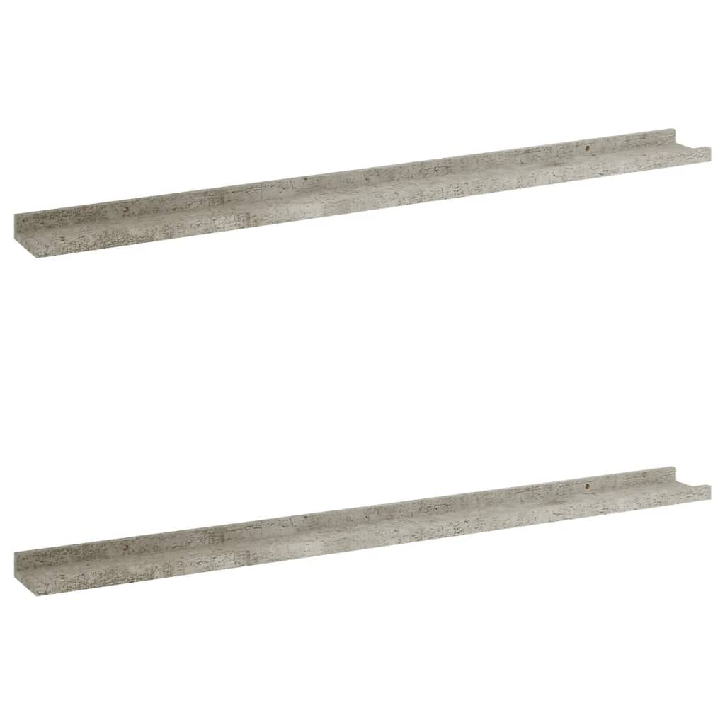 vidaXL Wall-Mounted Shelves - Durable MDF Material - Concrete Gray - Set of 2, Ideal for Home Decor and Storage 39.4&quot;x3.5&quot;x1.2&quot;