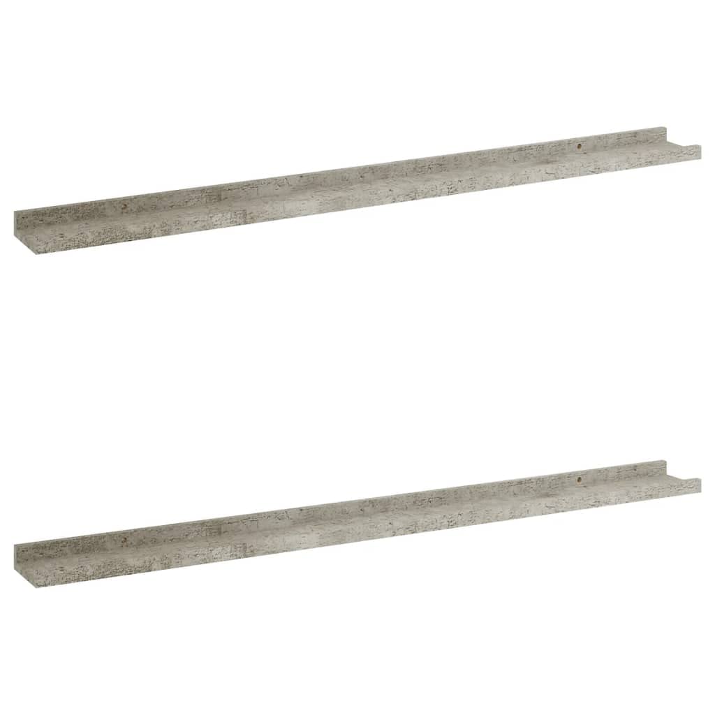 vidaXL Wall-Mounted Shelves - Durable MDF Material - Concrete Gray - Set of 2, Ideal for Home Decor and Storage 39.4x3.5x1.2