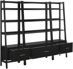 Crosley Furniture Landon 3-Piece Bookshelf Etagere Set, Bookcase with Shelves and File Drawers, Matte Black