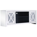 Elegant Decor Modern 2 Door 59' Clear Silver Crystal Mirrored Tv Stand