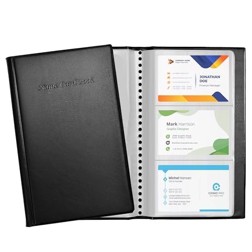Professional Business Card Holder/Book With Black Cover, Holds 300 Business Cards