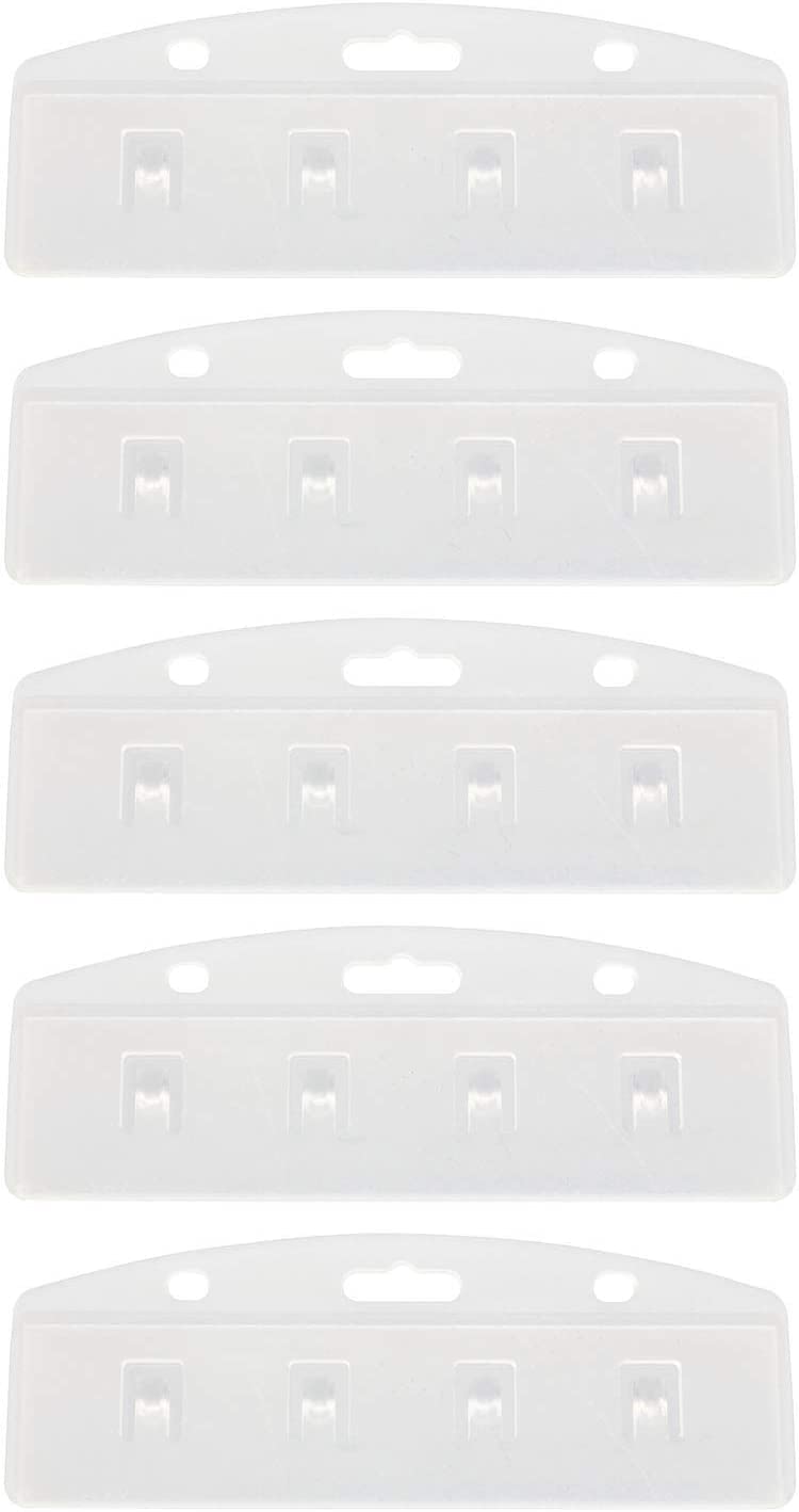 Taodan 5Pcs Horizontal Half Id Badge Holder Plastic Card Holder Office Supplies For Swipe Cards