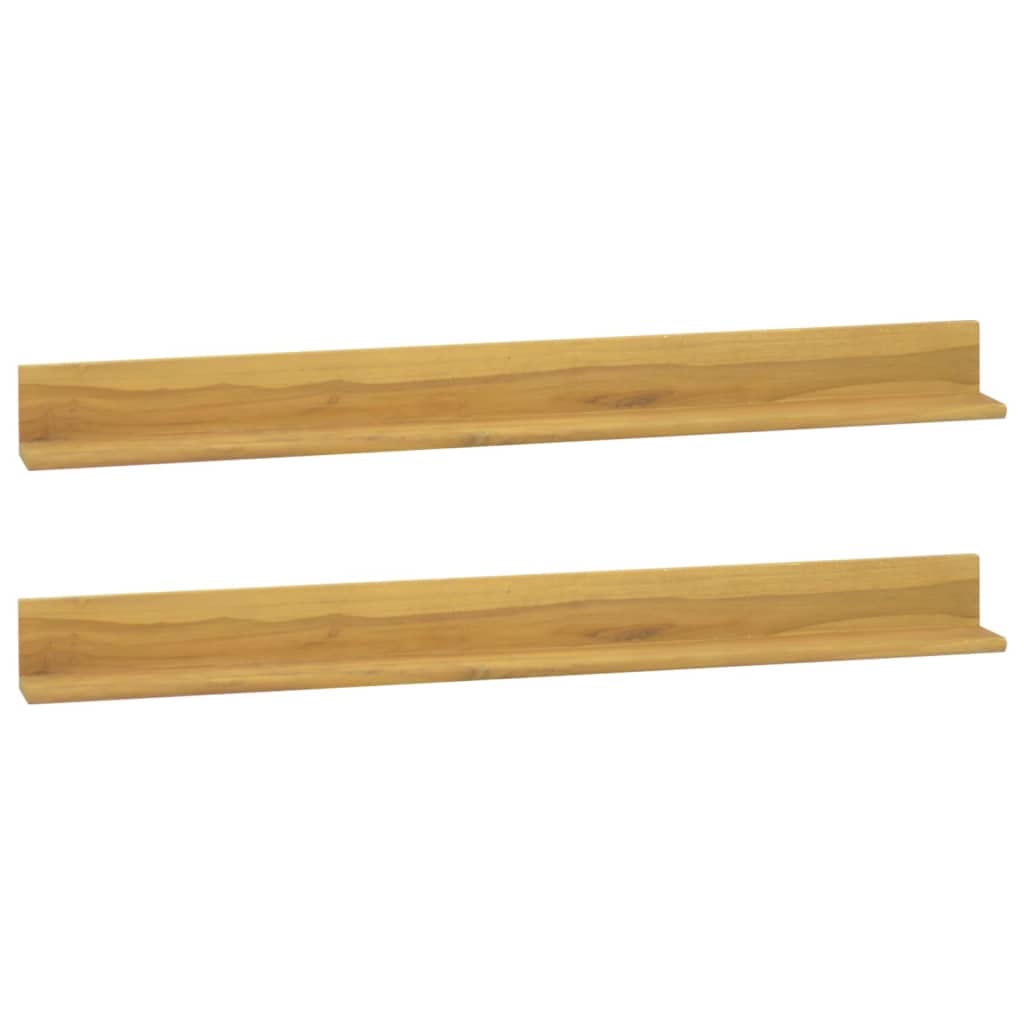 vidaXL Solid Teak Wood Wall Shelves, 43.3&quot;x3.9&quot;x3.9&quot;, 2-Piece Set, Extra Storage, Versatile Use, Suitable for Living Room, Bedroom, Bathroom and More