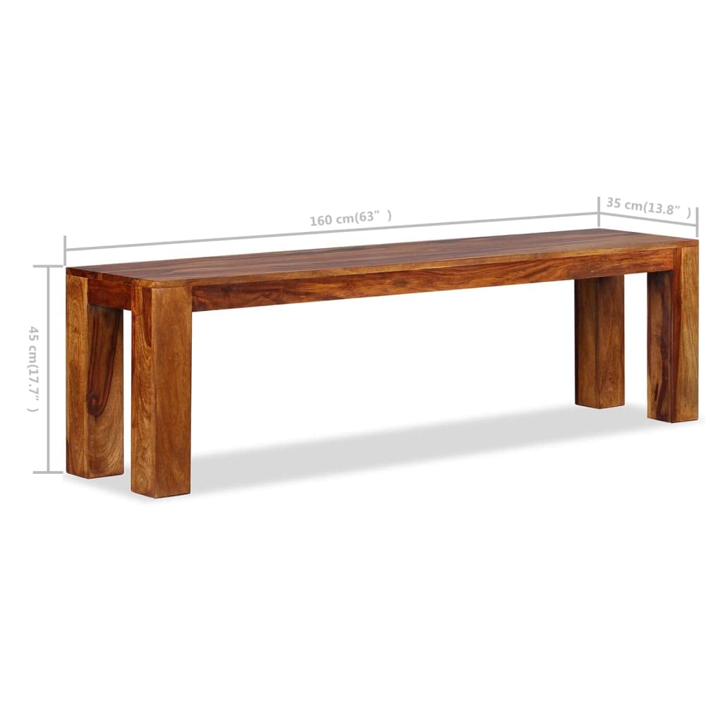 vidaXL Solid Sheesham Wood Bench - Thumbnail 4
