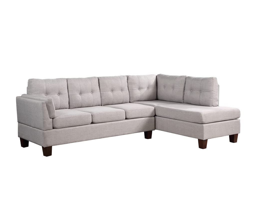 Dalia 97" W Light Gray Linen Modern Sectional Sofa with Right Facing Chaise