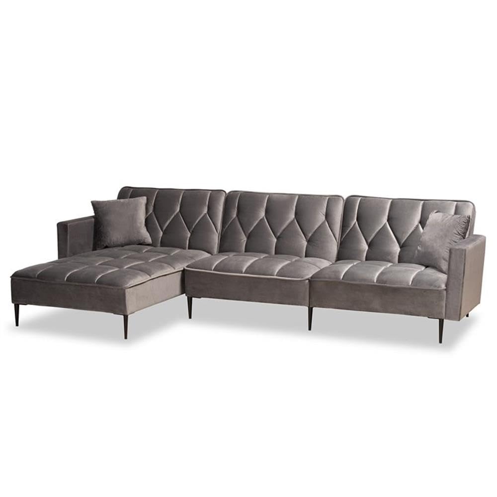 Baxton Studio Galena Black Finished Sectional Sofa with Left Facing Chaise