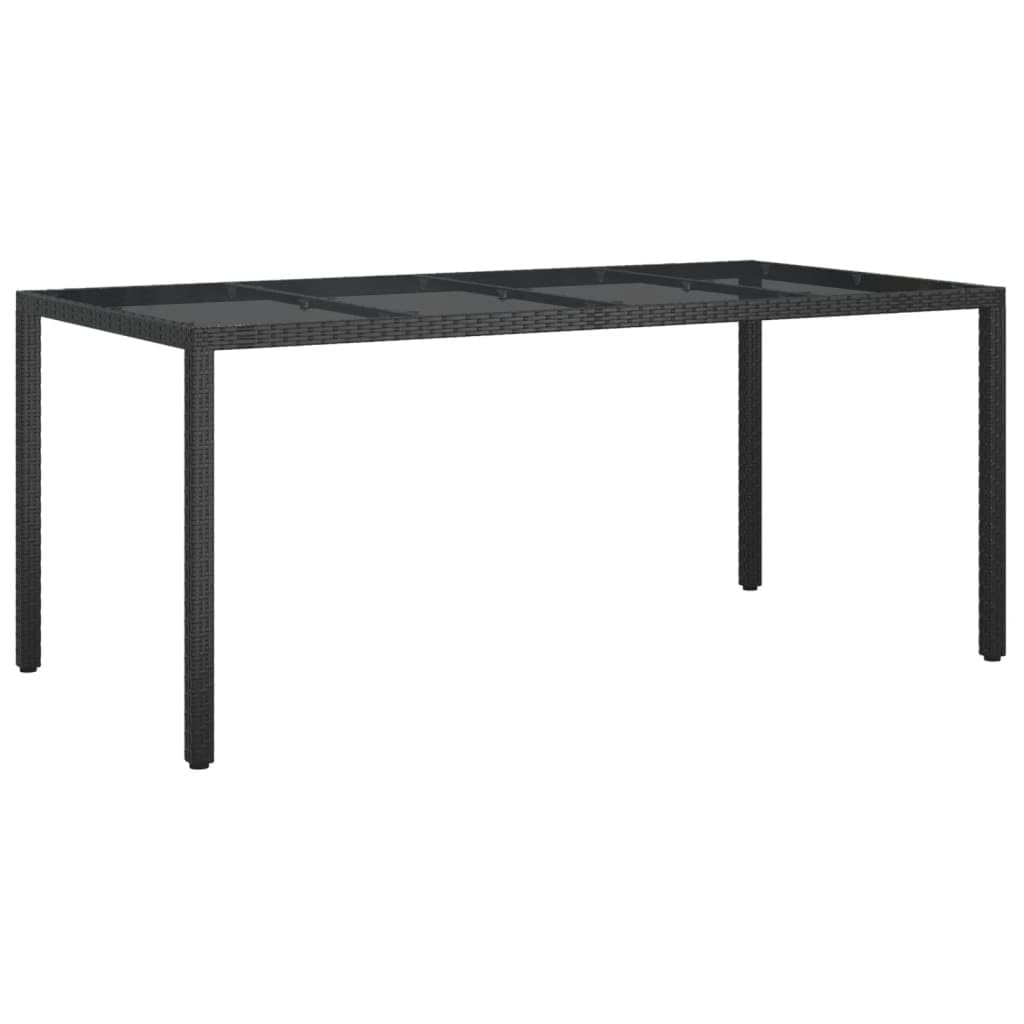 vidaXL Patio Table Black 74.8&quot;x35.4&quot;x29.5&quot; Tempered Glass and Poly Rattan