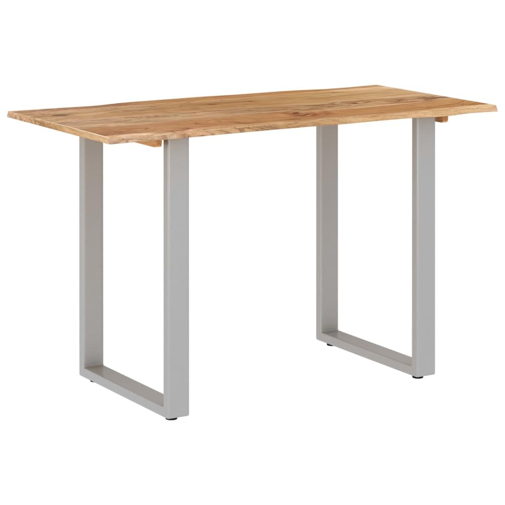 vidaXL Rectangular Dining Table with Solid Acacia Wood Top and Powder-Coated Steel Legs, Rich Grain, Easy Assembly, Rustic and Industrial Style for Kitchen/Dining Room