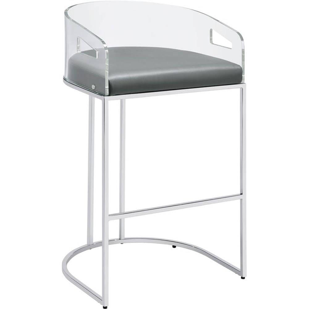 Coaster Furniture Acrylic Back Bar Stools Grey and Chrome (Set of 2) 183406