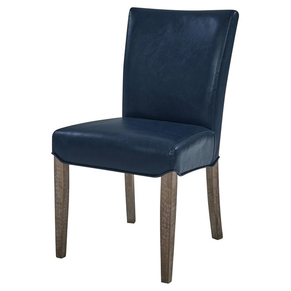 New Pacific Direct Beverly Hills Bonded Leather, Set of 2 Dining Chairs, Vintage Blue