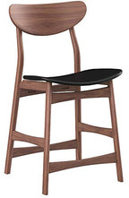 Baxton Studio 2 Piece Latina Scandinavian Style Faux Leather Upholstered Walnut Counter Stool Set, 24", Black