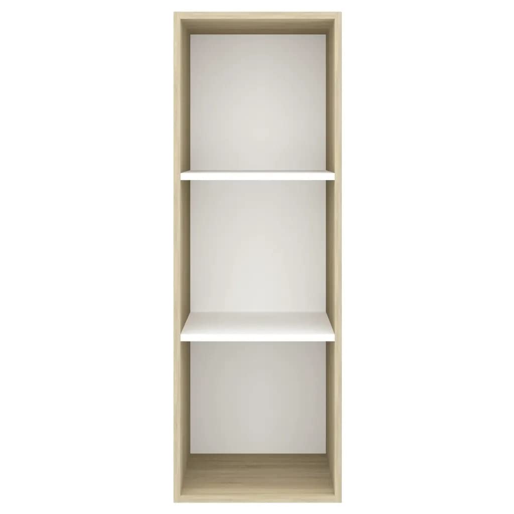 vidaXL Wall-mounted TV Cabinet Sonoma Oak and White 14.6&quot;x14.6&quot;x42.1&quot; Chipboard