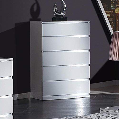 Global Furniture Aria/Aurora Collection Mdf/Wood Veneer Bedroom Set With Chest, White