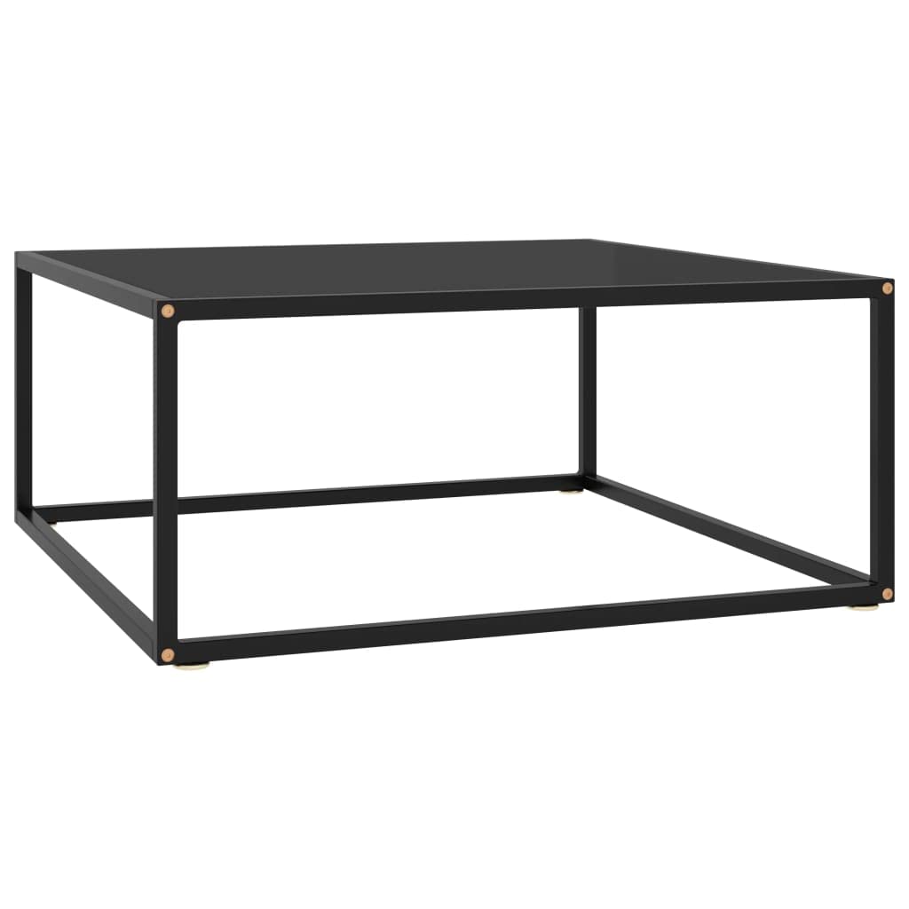 vidaXL - Modern Black Coffee Table with Tempered Glass - Durable Powder-Coated Steel Frame - Easy to Clean 31.5&quot;x31.5&quot;x13.8&quot;