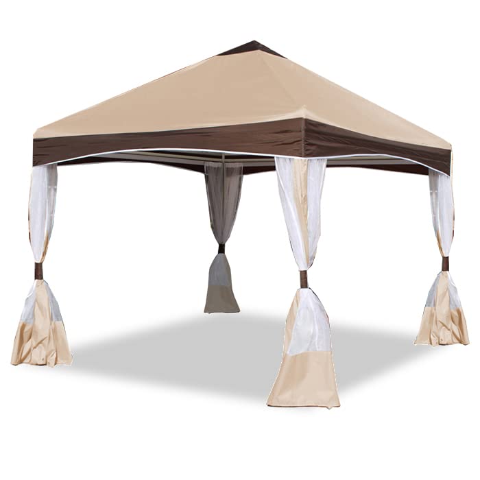 King Canopy Garden Party Backyard Gazebo 10-Feet by 10-Feet, 4-Leg, 300d Polyester Cover w/Sides, Caramel Creme, GP1010CC