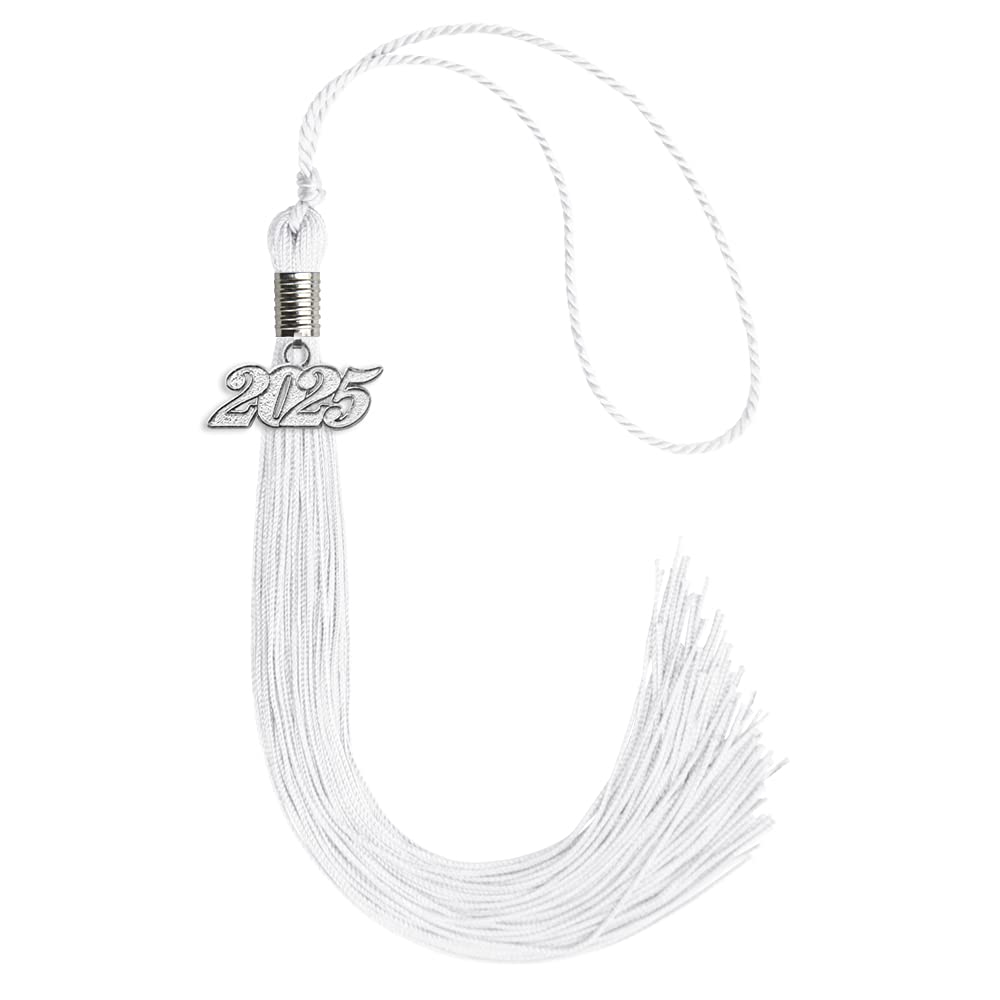 Endea Graduation Single Color Tassel with Silver Date Drop (White, 2025)