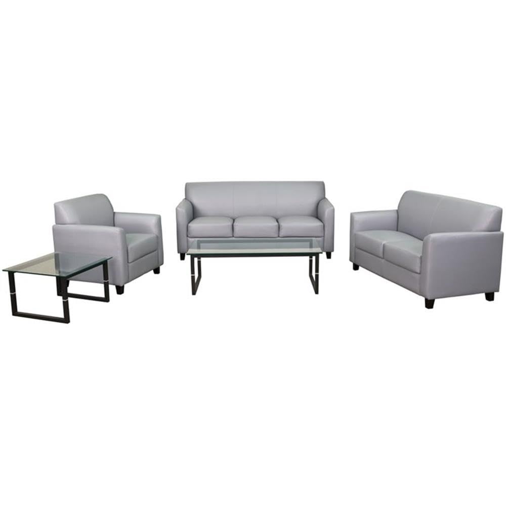 Flash Furniture Hercules Diplomat Series Reception Set In Gray Leathersoft