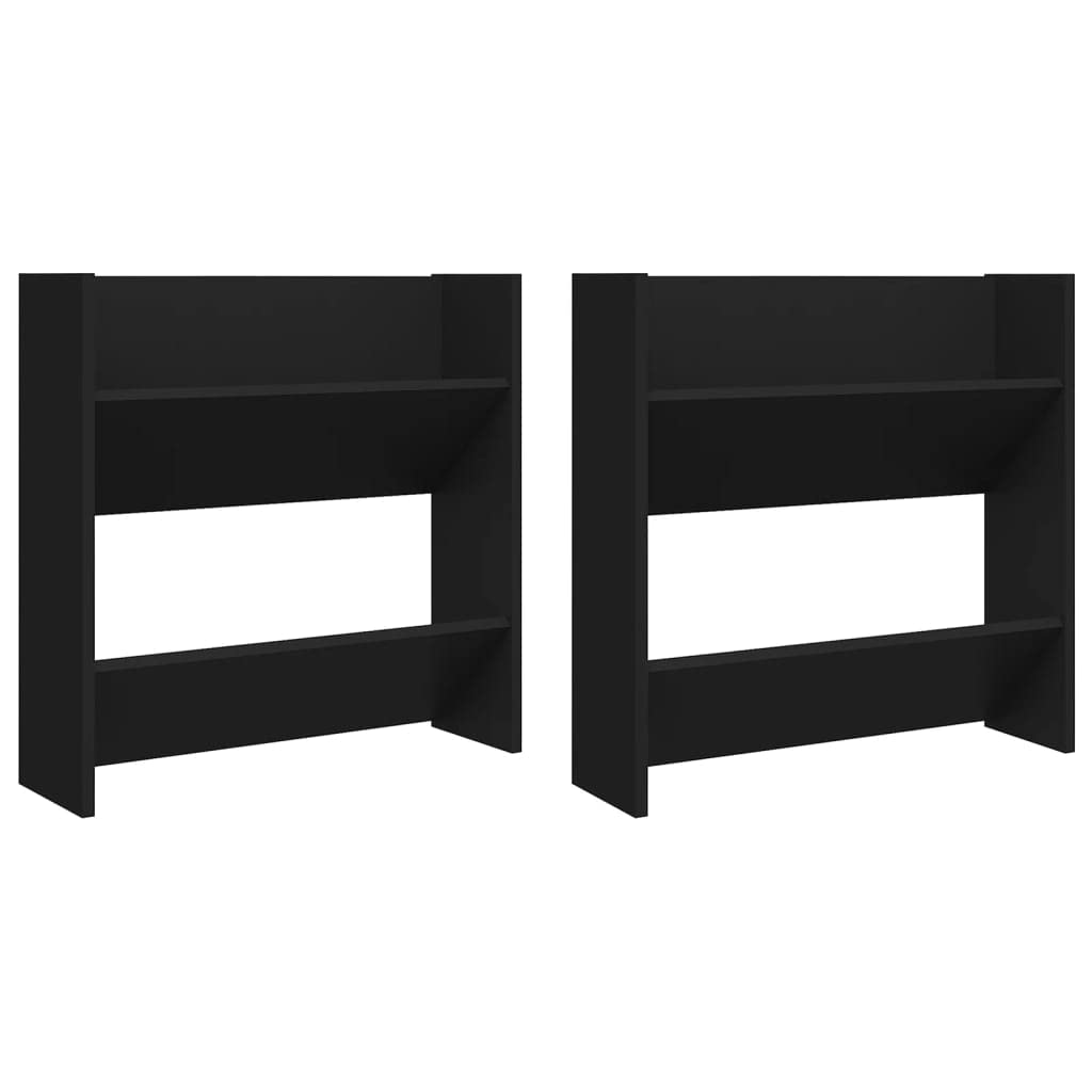 Vidaxl Wall Shoe Cabinets 2 Pcs Black 23.6&quot;X7.1&quot;X23.6&quot; Engineered Wood