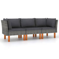 vidaXL Patio Sofa, Outdoor Sofa for Porch Backyard Balcony, Patio Couch with Cushions, Corner Sofa, Farmhouse Modern Style, Gray Poly Rattan