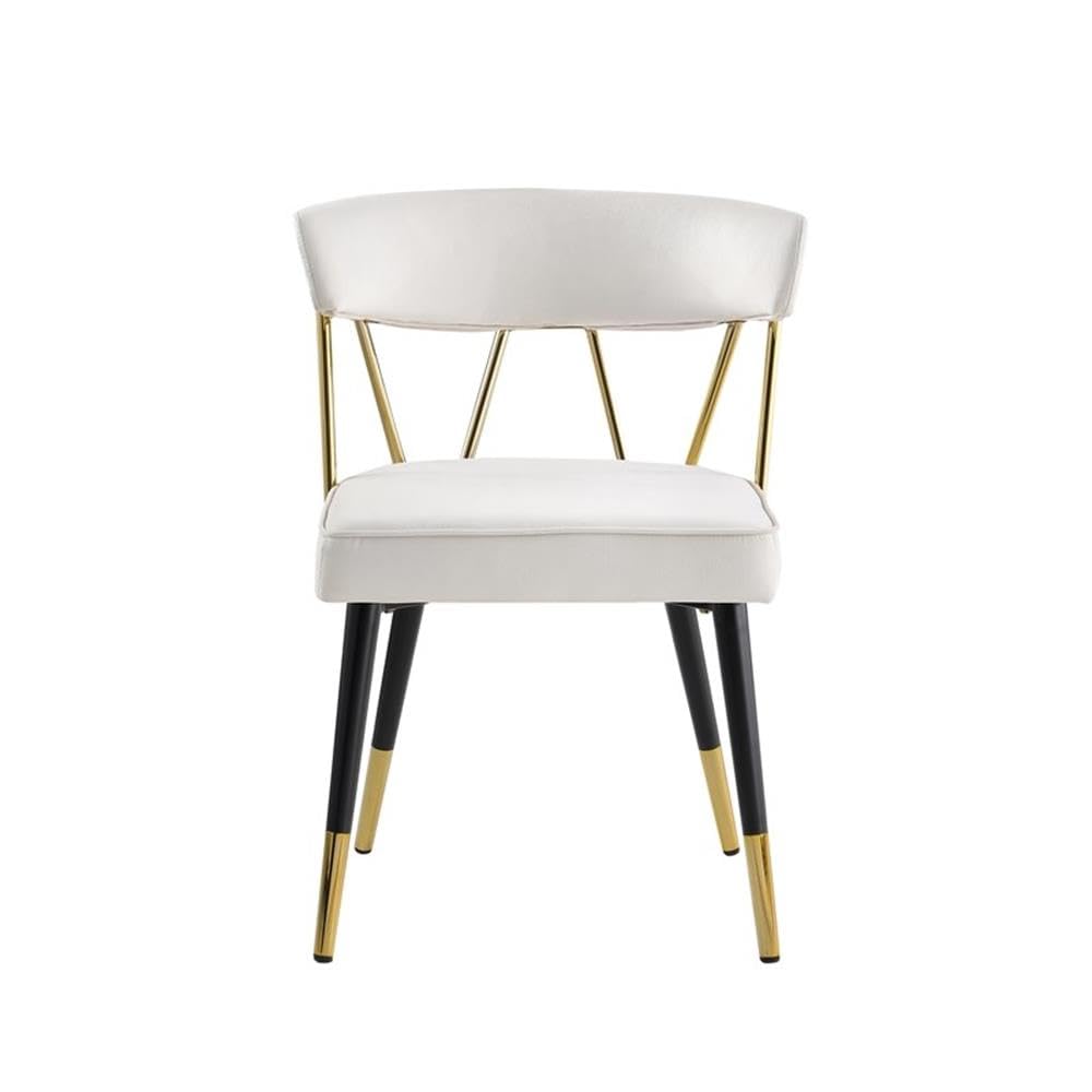 Best Master Furniture Meyer Velvet Side Chair with Gold Accents (Set of 2) Beige/Gold