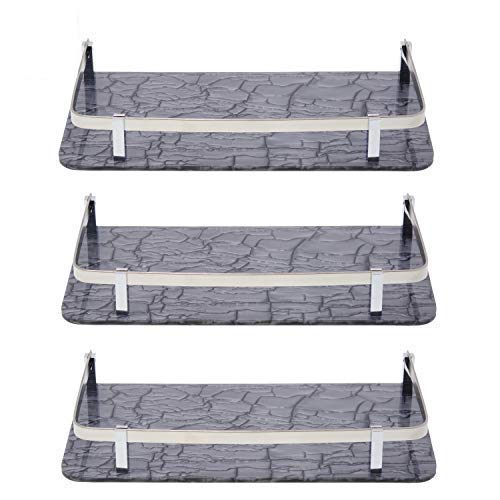 STIMULUS 6x12 inch Unbreakable Acrylic Bathroom Wall Shelf in Marble Grey Colour (Set of 3 pcs)