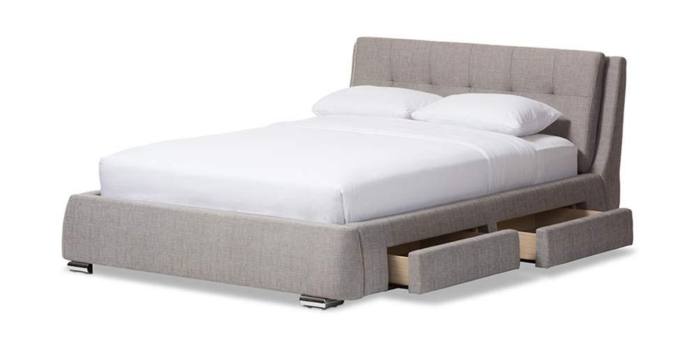 Baxton Studio Camile Queen Storage Platform Bed in Gray