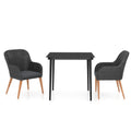 vidaXL 3-Piece Patio Dining Set - Outdoor Dining Furniture with Poly Rattan, Powder-Coated Steel, Solid Acacia Wood, Glass Tabletop and Polyester Cushion Covers – Black