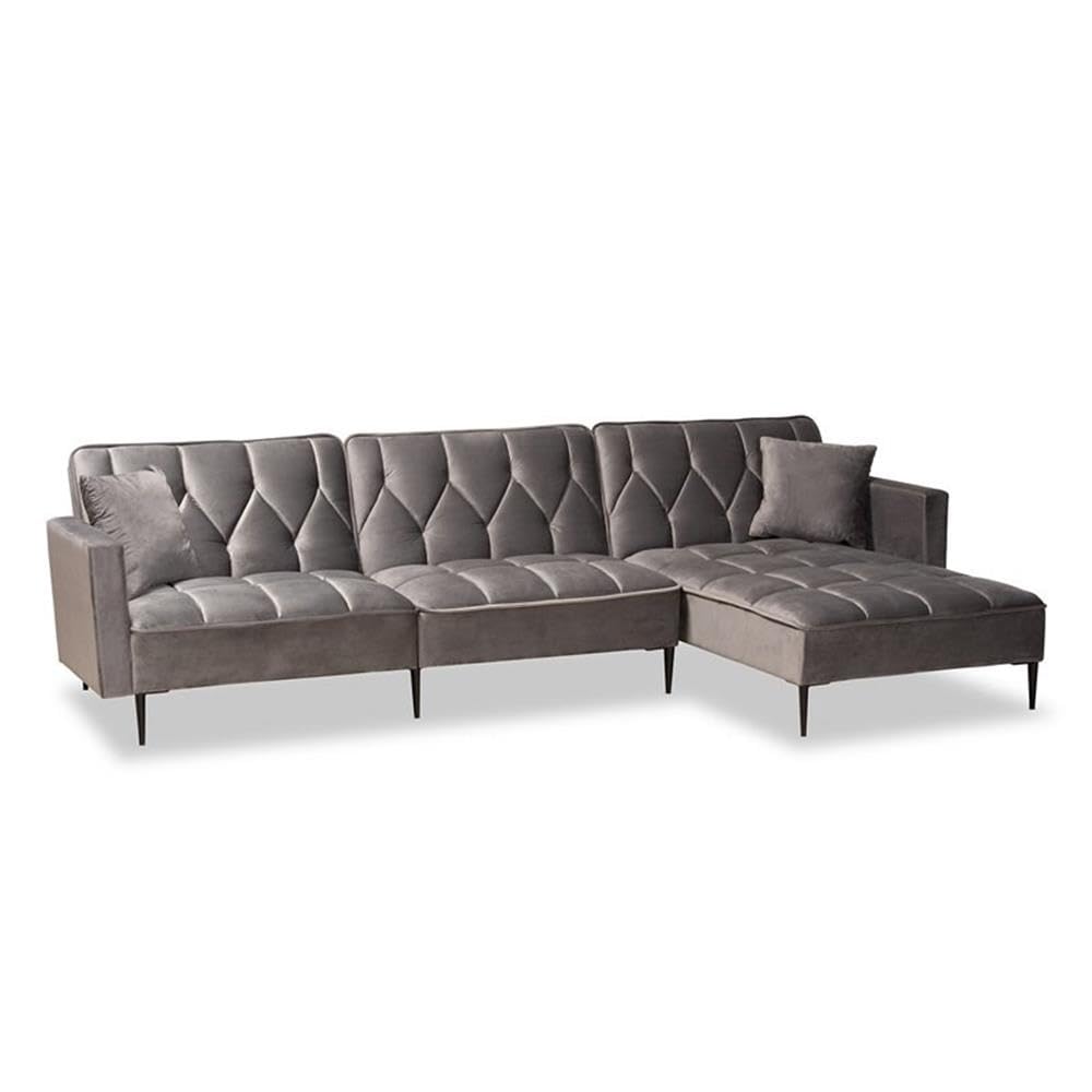 Baxton Studio Galena Black Finished Sectional Sofa with Right Facing Chaise