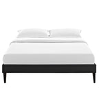 CasaFoyer  Tessie Platform Bed | Solid Wood Frame | Vinyl Upholstery | Tapered Legs | No Box Spring Needed | Compatible with Aveline Memory Foam Mattresses | Mid-Century Modern Design | Full Size | Black