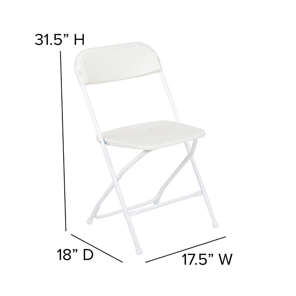 Flash Furniture Hercules™ Series Plastic Folding Chair - White - 2 Pack 650Lb Weight Capacity Comfortable Event Chair-Lightweight Folding Chair