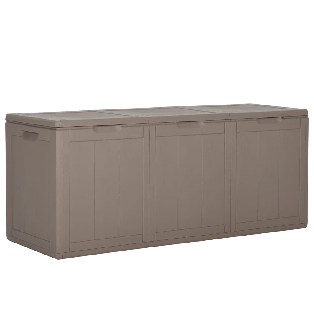 vidaXL Patio Storage Box, Outdoor Weather-Resistant 71.3 gal with Brown Rattan Look - Lightweight, Easy Assembly for Garden and 