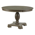 Acme Waylon Round Wooden Top Dining Table with Single Pedestal in Gray Oak