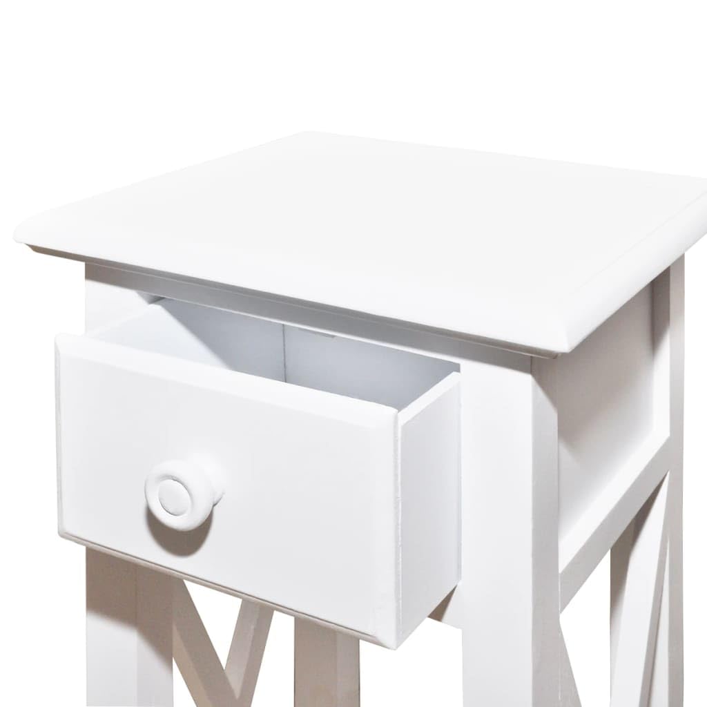 vidaXL Side Table Drawer White Bedroom Bedside Table Nightstand