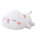 Jensquaify Cat Stuffed Animals, Soft Cat Plush Pillow Kawaii Kitten Stuffed Animal Toy Gifts For Kids (White Squint Eyes, 13.7'