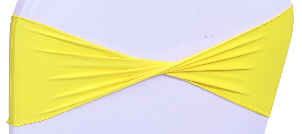 Mds Pack Of 50 Spandex Chair Sashes Bow Sash Elastic Chair Bands Ties Without Buckle For Wedding And Events Decoration Spandex Slider Sashes Bow - Yellow
